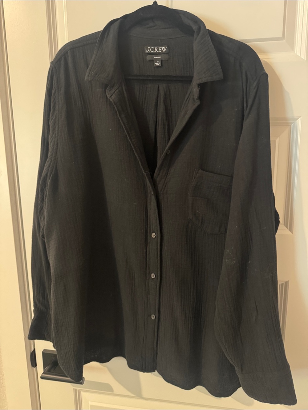 J. Crew Black Textured Button-Up Shirt